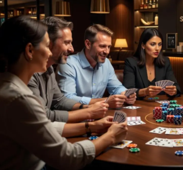 Stół pokerowy przygotowany na turniej offline w Rue Creative Paweł Ostrowski